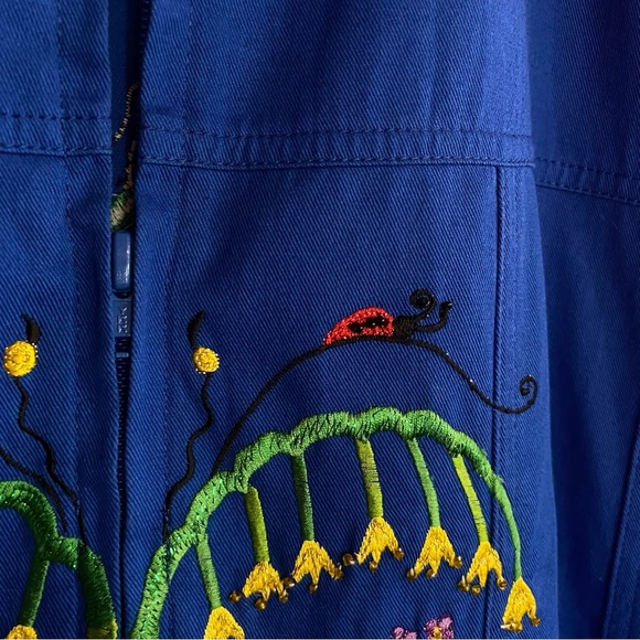 Vtg THE QUACKER FACTORY Colorful Embroidered Floral zip up Top Womens size 1X - Picture 8 of 16
